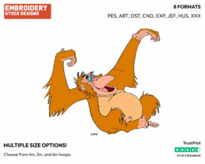 King Louie - Disney's The Jungle Book - Embroidery Design in 3 sizes & 8 formats