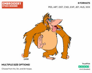 King Louie - Disney's The Jungle Book - Embroidery Design in 3 sizes & 8 formats