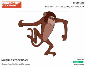 Monkey - Disney's The Jungle Book - Embroidery Design in 3 sizes & 8 formats