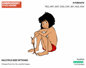Mowgli - Disney's The Jungle Book - Embroidery Design in 3 sizes & 8 formats