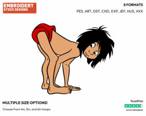 Mowgli - Disney's The Jungle Book - Embroidery Design in 3 sizes & 8 formats
