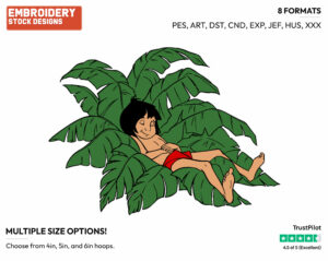 Mowgli Napping - Disney's The Jungle Book - Embroidery Design in 3 sizes & 8 formats