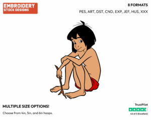 Mowgli - Disney's The Jungle Book - Embroidery Design in 3 sizes & 8 formats