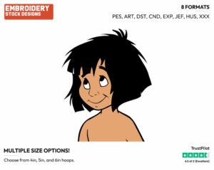 Mowgli - Disney's The Jungle Book - Embroidery Design in 3 sizes & 8 formats