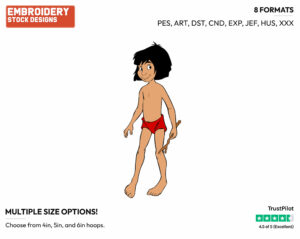 Mowgli - Disney's The Jungle Book - Embroidery Design in 3 sizes & 8 formats