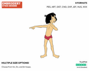 Mowgli Pointing - Disney's The Jungle Book - Embroidery Design in 3 sizes & 8 formats