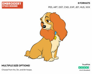 Sweet Lady - Disney's Lady and the Tramp - Embroidery Design in 3 sizes & 8 formats