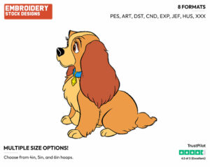 Lady - Disney's Lady and the Tramp - Embroidery Design in 3 sizes & 8 formats