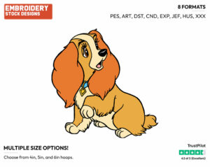 Lady - Disney's Lady and the Tramp - Embroidery Design in 3 sizes & 8 formats