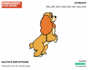 Lady Standing On Her Hind Legs - Disney's Lady and the Tramp - Embroidery Design in 3 sizes & 8 formats