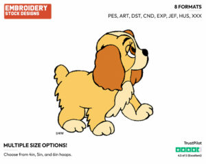 Puppy Lady - Disney's Lady and the Tramp - Embroidery Design in 3 sizes & 8 formats