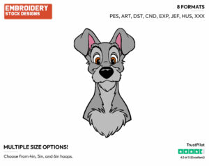 Tramp - Disney's Lady and the Tramp - Embroidery Design in 3 sizes & 8 formats