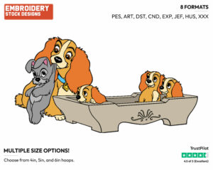 Lady, Puppies - Disney's Lady and the Tramp - Embroidery Design in 3 sizes & 8 formats