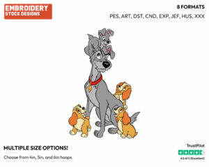 Tramp, Puppies - Disney's Lady and the Tramp - Embroidery Design in 3 sizes & 8 formats