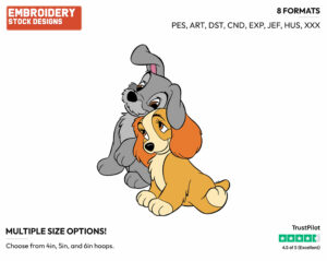 Puppies - Disney's Lady and the Tramp - Embroidery Design in 3 sizes & 8 formats