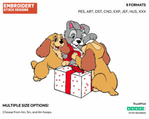 Puppies - Disney's Lady and the Tramp - Embroidery Design in 3 sizes & 8 formats
