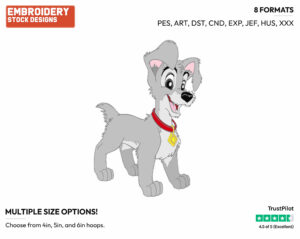 Scamp - Disney's Lady and the Tramp - Embroidery Design in 3 sizes & 8 formats