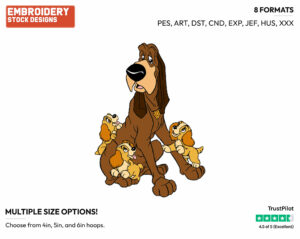 Trusty, Puppies - Disney's Lady and the Tramp - Embroidery Design in 3 sizes & 8 formats