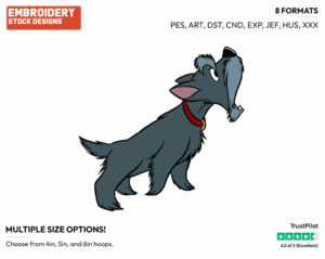 Jock Barking - Disney's Lady and the Tramp - Embroidery Design in 3 sizes & 8 formats