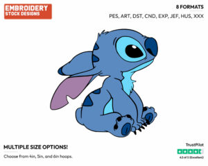 Stitch Side View - Disney's Lilo & Stitch - Embroidery Design in 3 sizes & 8 formats