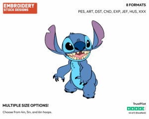 Stitch Smiling - Disney's Lilo & Stitch - Embroidery Design in 3 sizes & 8 formats