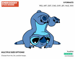Stitch Standing On His Head - Disney's Lilo & Stitch - Embroidery Design in 3 sizes & 8 formats