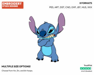 Stitch With His Arms Crossed - Disney's Lilo & Stitch - Embroidery Design in 3 sizes & 8 formats