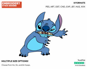 Stitch - Disney's Lilo & Stitch - Embroidery Design in 3 sizes & 8 formats