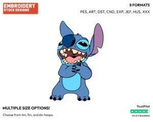 Stitch - Disney's Lilo & Stitch - Embroidery Design in 3 sizes & 8 formats