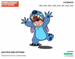 Stitch Growling - Disney's Lilo & Stitch - Embroidery Design in 3 sizes & 8 formats
