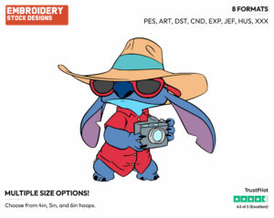 Stitch With His Camera - Disney's Lilo & Stitch - Embroidery Design in 3 sizes & 8 formats