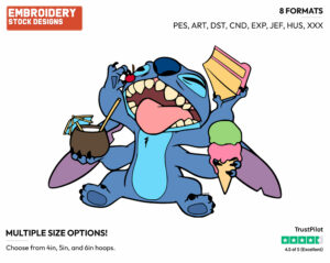 Stitch Eating Sweets - Disney's Lilo & Stitch - Embroidery Design in 3 sizes & 8 formats