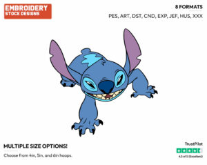 Stitch Crawling - Disney's Lilo & Stitch - Embroidery Design in 3 sizes & 8 formats