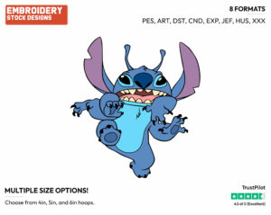 Stitch - Disney's Lilo & Stitch - Embroidery Design in 3 sizes & 8 formats