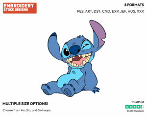 Stitch Winking - Disney's Lilo & Stitch - Embroidery Design in 3 sizes & 8 formats