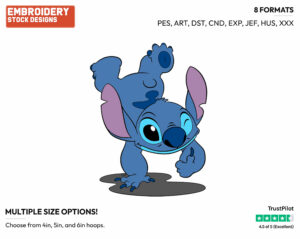 Stitch Winking - Disney's Lilo & Stitch - Embroidery Design in 3 sizes & 8 formats