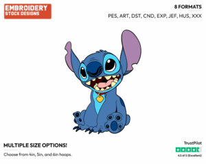 Stitch - Disney's Lilo & Stitch - Embroidery Design in 3 sizes & 8 formats