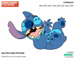 Stitch Laughing - Disney's Lilo & Stitch - Embroidery Design in 3 sizes & 8 formats