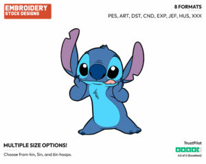 Stitch - Disney's Lilo & Stitch - Embroidery Design in 3 sizes & 8 formats