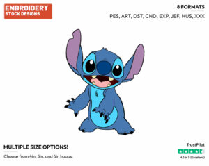 Stitch - Disney's Lilo & Stitch - Embroidery Design in 3 sizes & 8 formats