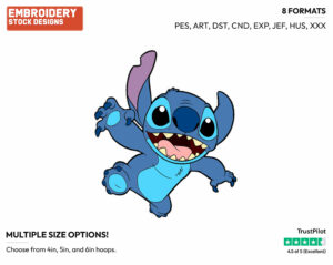 Stitch - Disney's Lilo & Stitch - Embroidery Design in 3 sizes & 8 formats