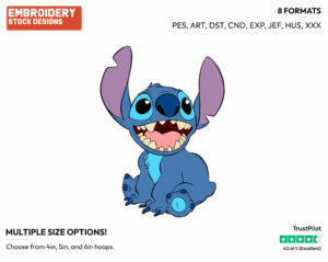 Stitch - Disney's Lilo & Stitch - Embroidery Design in 3 sizes & 8 formats