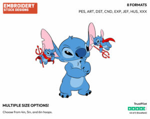 Stitch, Devils On Shoulders - Disney's Lilo & Stitch - Embroidery Design in 3 sizes & 8 formats