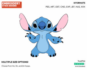 Stitch - Disney's Lilo & Stitch - Embroidery Design in 3 sizes & 8 formats
