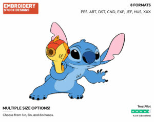 Stitch - Disney's Lilo & Stitch - Embroidery Design in 3 sizes & 8 formats