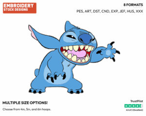 Stitch - Disney's Lilo & Stitch - Embroidery Design in 3 sizes & 8 formats