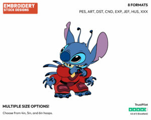 Stitch - Disney's Lilo & Stitch - Embroidery Design in 3 sizes & 8 formats