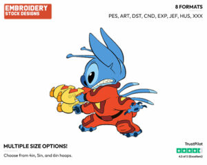 Stitch - Disney's Lilo & Stitch - Embroidery Design in 3 sizes & 8 formats
