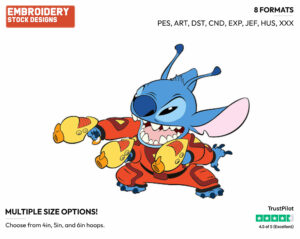 Stitch - Disney's Lilo & Stitch - Embroidery Design in 3 sizes & 8 formats