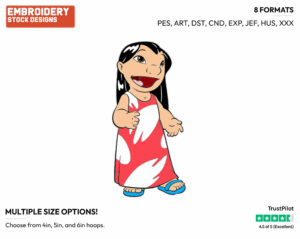 Lilo - Disney's Lilo & Stitch - Embroidery Design in 3 sizes & 8 formats